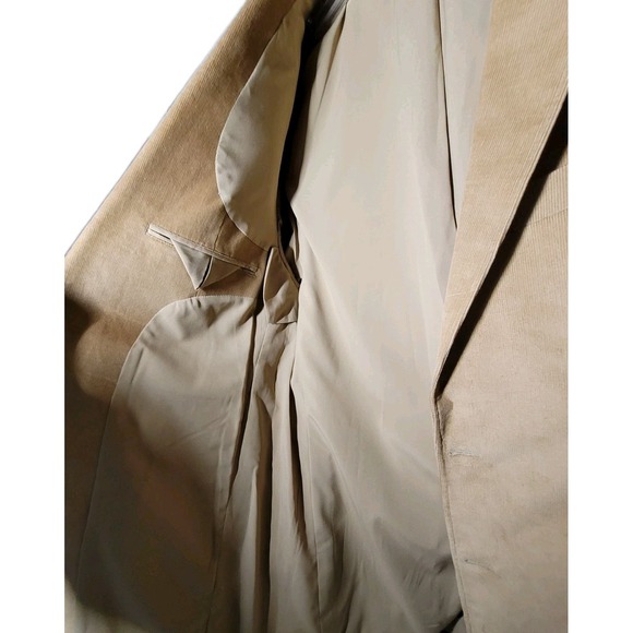 Lands End Mens Size 42 Tall Tan Blazer Sport Coat Jacket Corduroy Elbow Patches - Picture 6 of 10